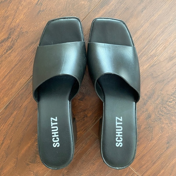 Schutz Mizzy Platform Mule Sandals Black Size 7 - Picture 4 of 9